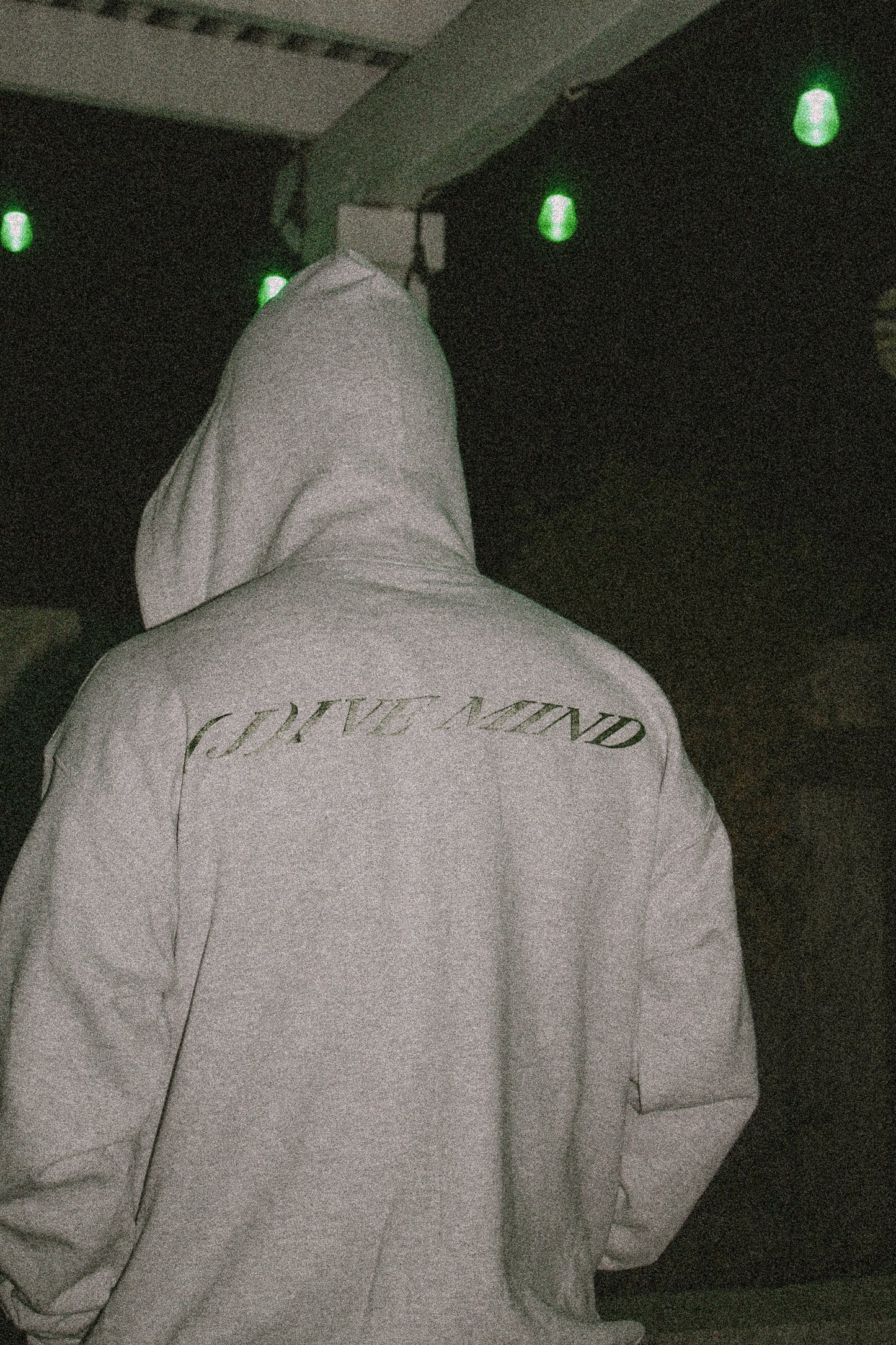 Ash Grey and Green Zip Up Hoodie